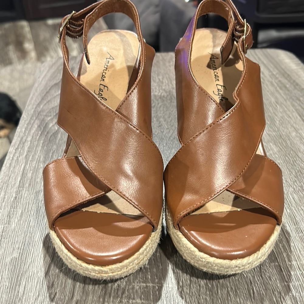 Brown wedge heels
